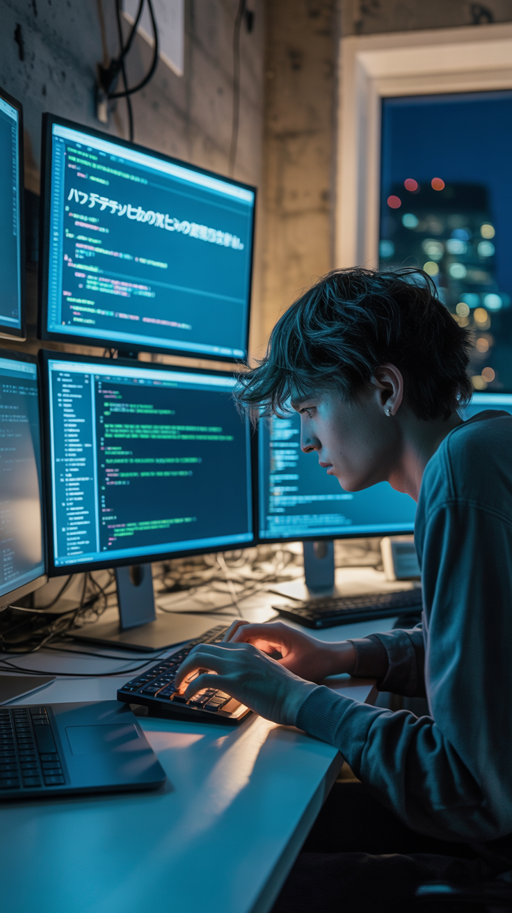 a-photograph-of-a-lone-hacker-illuminate_83RxpD95QsSOqXov-F3SpA_oVwBTYfvTdyinwtT1qtX1A ハクティビストの戦略が変化:注目獲得と標的選定の新手法を研究者が解明 コンテンツ開始