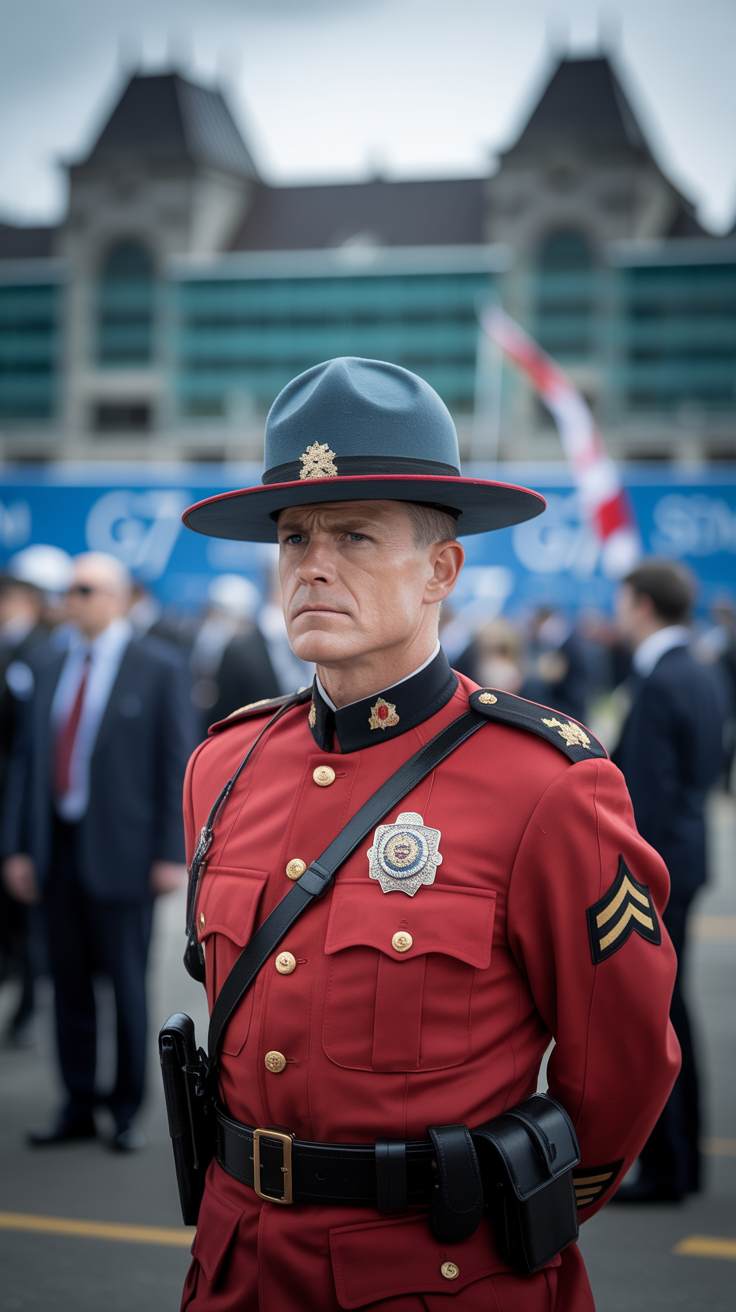 a-photograph-of-a-stern-faced-canadian-r_FE1554f9R9mHdfh39zeTbw_bku-SbPCTCudqropkFwR0w カナダRCMP(王立騎馬警察)隊員、G7サミット中の脅迫発言と機密漏洩で刑事捜査対象に コンテンツ開始