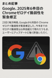 まとめ記事 Google、2025年6件目のChromeゼロデイ脆弱性を緊急修正