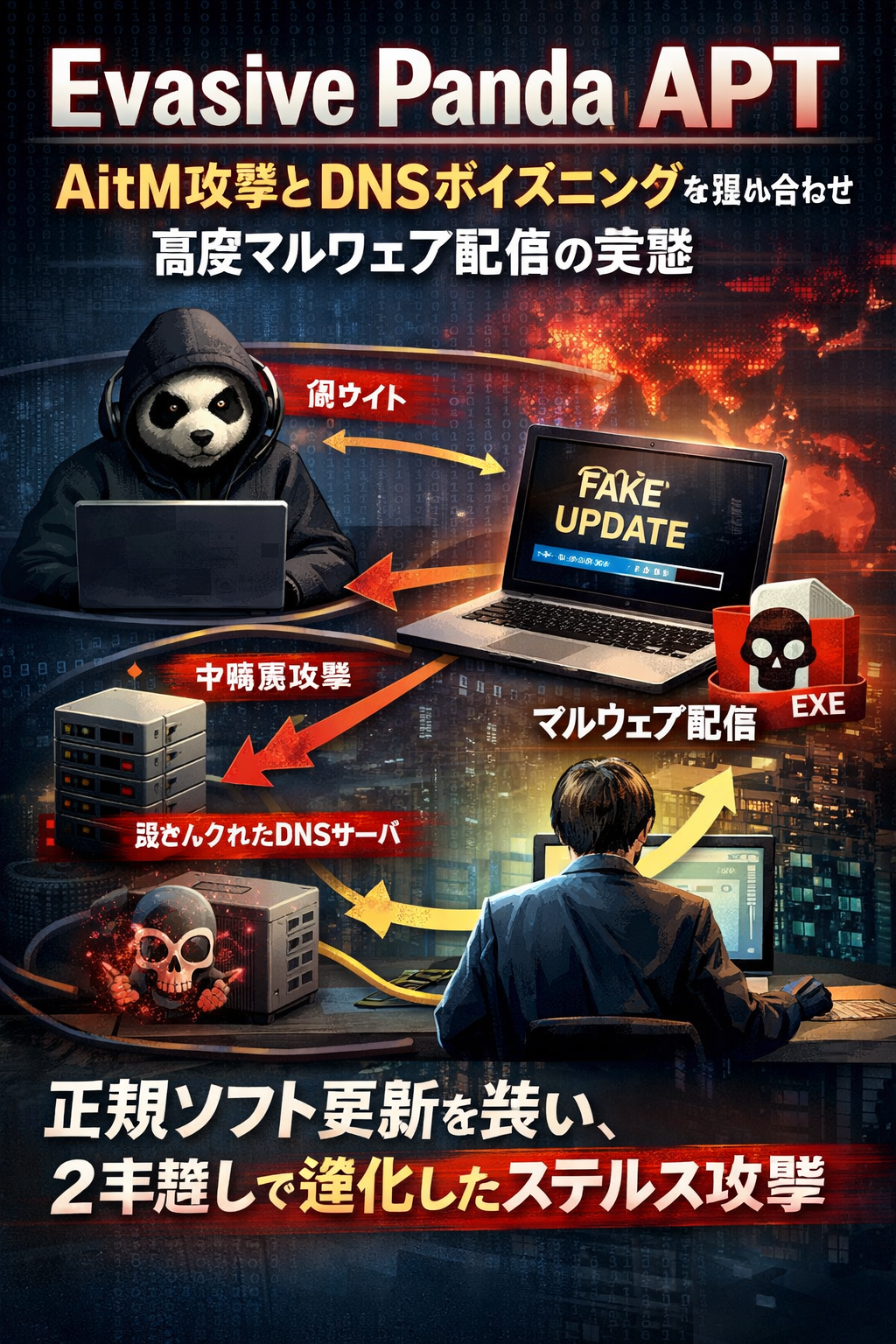Evasive Panda APT AitM攻撃とDNSポイズニングを組み合わせた高度マルウェア配信の実態 ― 正規ソフト更新を装い、2年越しで進化したステルス攻撃 コンテンツ開始